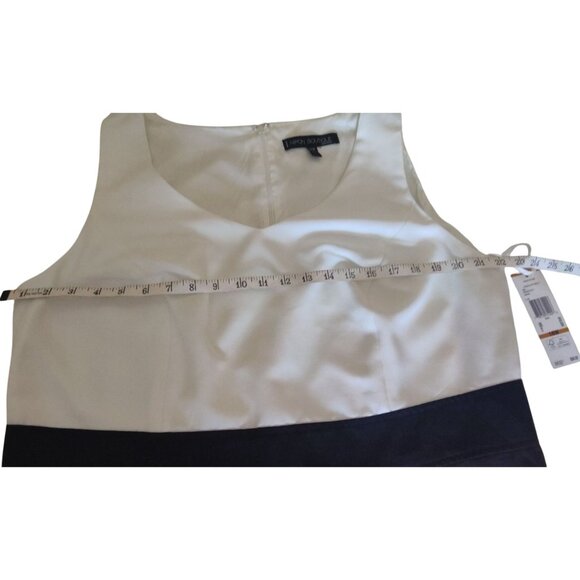 Nipon Boutique Women's 16W Colorblock Sleeveless Sheath Dress In Chocolate/White - Picture 14 of 15